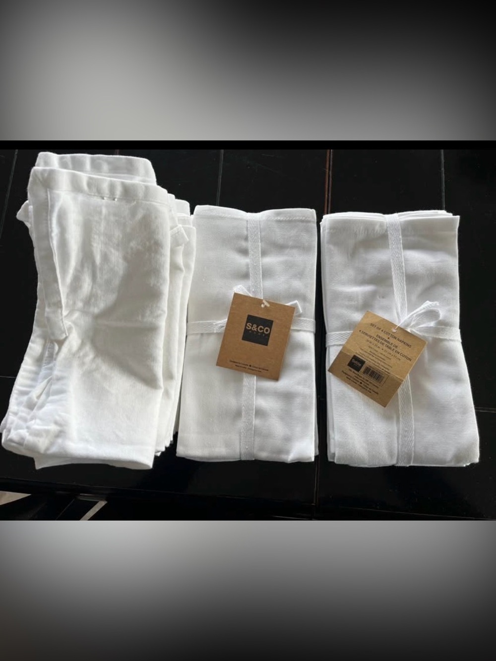 S&CO White Cotton Napkin Set